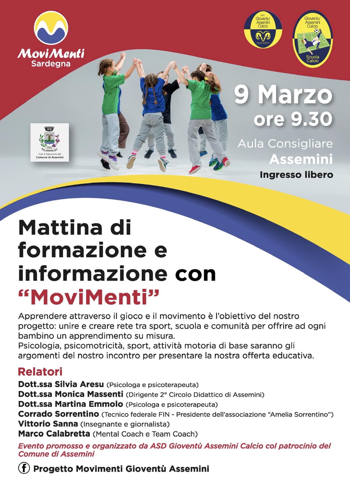 MoviMenti: Sabato 9 Marzo ad Assemini