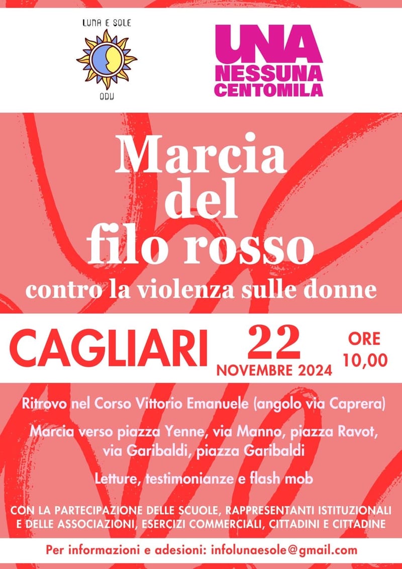 Marcia del filo rosso contro la violenza sulle donne.